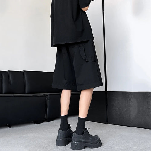 Load image into Gallery viewer, American Style Men&#39;s Casual Shorts Pockets Solid Color Straight Wide Leg Male Trousers Loose Bottom Summer 9C6571
