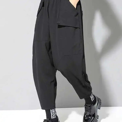 Load image into Gallery viewer, High Elastic Waist Black Pockets Casual Harem Pants New Loose Fit Trousers Women Fashion Tide Spring Autumn 2025 1DF4686
