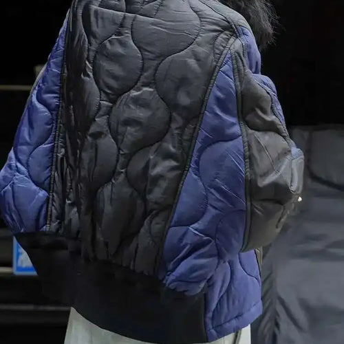 Load image into Gallery viewer, Blue Color-block Big Size Warm Cotton-padded Coat Long Sleeve Women Parkas Fashion Tide New Autumn Winter 2025 1DH2262
