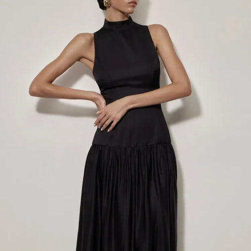 Load image into Gallery viewer, Elegant Sleeveless Tight  Backless Dress Women Slim Pleated Female Vestidos Summer New 2024 Party Vacation Evening Dress
