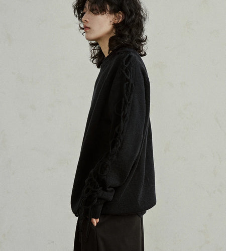 Black Tassels Big Size Knitting Sweater Round Neck Long Sleeve Women Pullovers New Fashion Tide Spring Autumn 2025 1DH4320