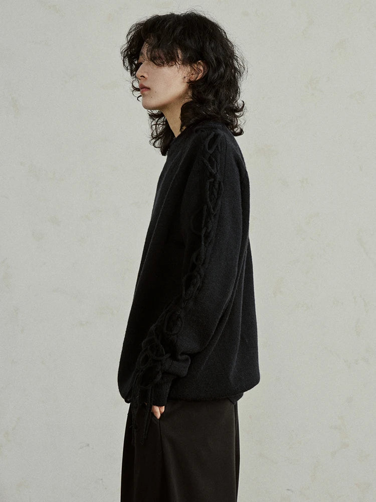 Black Tassels Big Size Knitting Sweater Round Neck Long Sleeve Women Pullovers New Fashion Tide Spring Autumn 2025 1DH4320