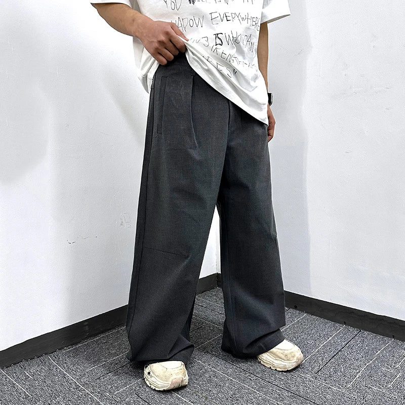 Men's Suit Pants Spring New American Style Casual Trousers Straight Loose Solid Color Trendy Wide Leg Menwear 9W1747