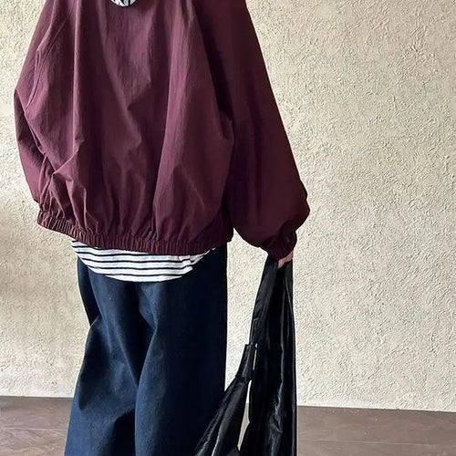 Load image into Gallery viewer, Wine Red Pocket Big Size Casual Thin Jacket New Lapel Long Sleeve Women Coat Fashion Tide Spring Autumn 2025 1DH7292
