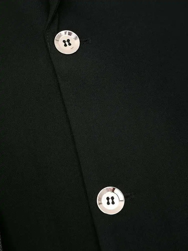 Women Black Denim Spliced Big Size Casual Blazer New Lapel Long Sleeve Jacket Fashion Tide Spring Summer 2025 Black