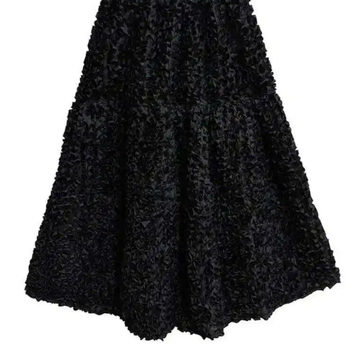 Load image into Gallery viewer, High Elastic Waist Black Three-dimensional Midi A-line Half-body Skirt Women Fashion Tide New Spring Autumn 2025 1DH6459
