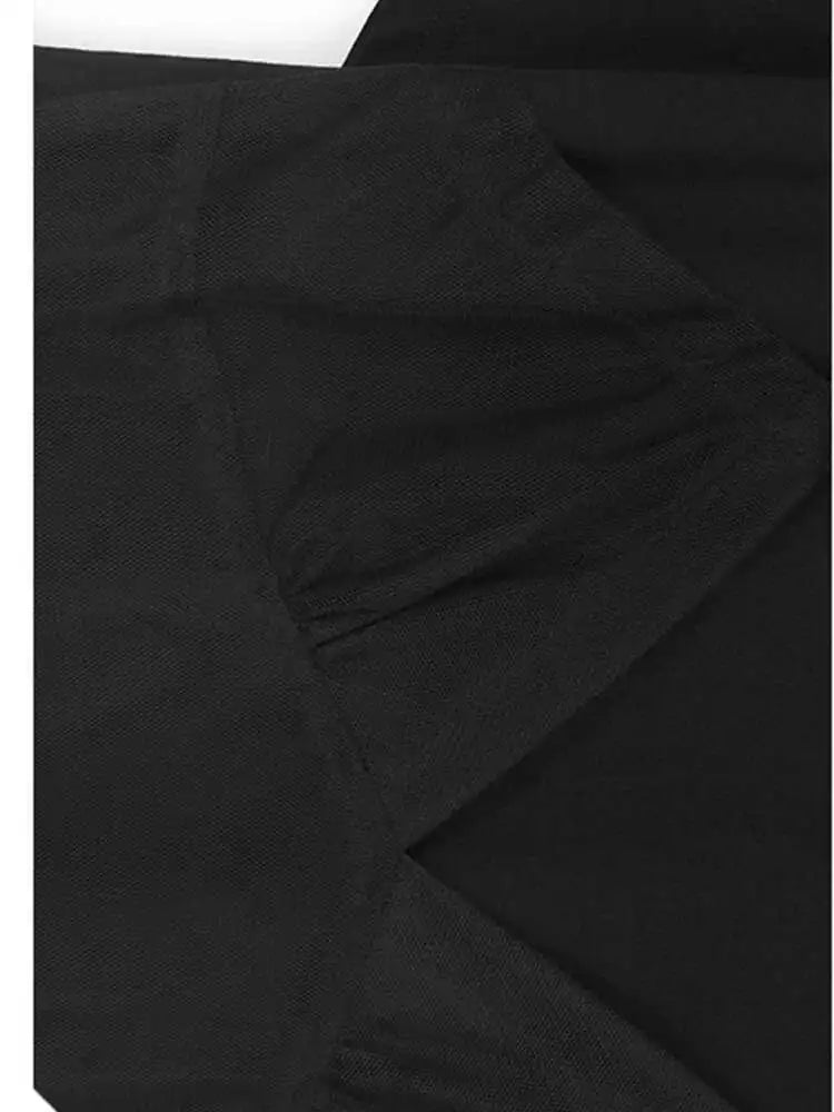 Women Gray Mesh Spliced Big Size Casual Midi Dress New Round Neck Short Sleeve Fashion Tide Spring Summer 2025 1DH9817