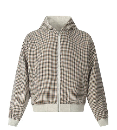 Men's Sweatshirts New Korean Style Doublesided Plaid Cardigan Hooded Trendy Zipper Design Male Causal Clothing 9W1890