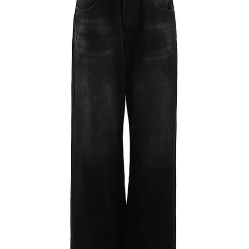 Load image into Gallery viewer, High Waist Black Burr Pockets Vintage Casual Wide Leg Jeans New Women Trousers Fashion Tide Spring Autumn 2025 9A8628
