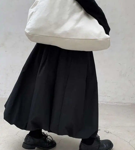 High Elastic Waist Black Cotton-padded Casual A-line Half-body Skirt Women Fashion Tide New Autumn Winter 2025 1DH8381