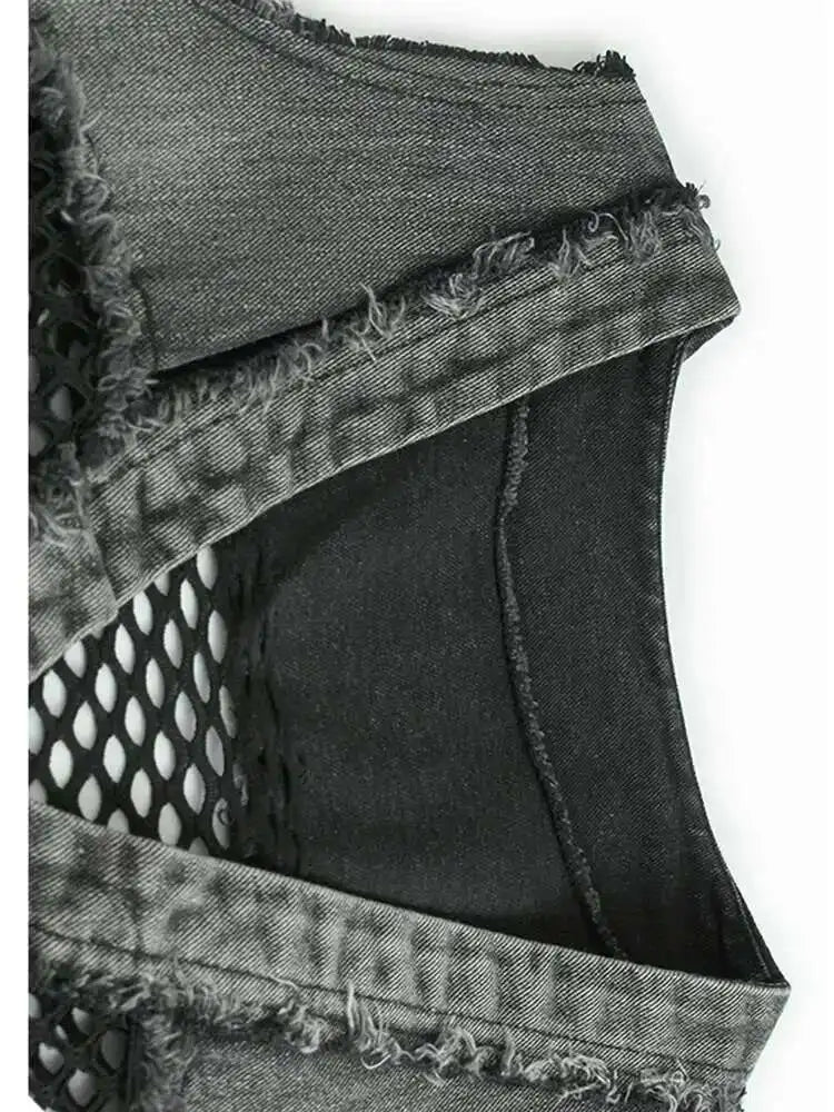 Big Size Denim Vest Wide Leg Pants Two Piece Suit New V-Neck Sleeveless Women Fashion Tide Spring Autumn 20251DH9963