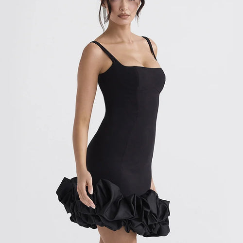 Load image into Gallery viewer, Strap Curled Ruffle Bandage Dress Women Backless Short Dress Party Style Spicy Girls Square Neck Dress Party Clubwear
