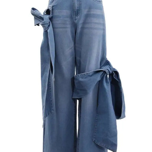 Load image into Gallery viewer, High Waist Blue Denim Bow Three-dimensional Long Wide Leg Jeans New Women Trousers Fashion Tide Spring Autumn 2025 CPDB180
