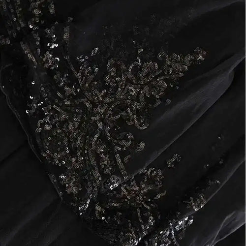 Load image into Gallery viewer, High Elastic Waist Black Sequins Mesh Elegant A-line Half-body Skirt Women Fashion Tide New Spring Autumn 2025 1DH8429
