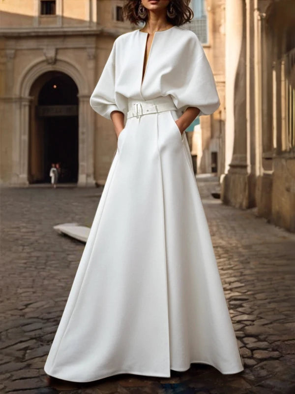 Original Creation Dresses 2025 Woman Summer Spring Deep V-Neck Wedding Evening Birthday White Black Simple Maxi Dress