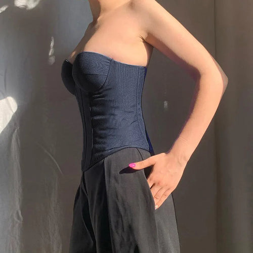 Load image into Gallery viewer, Corset Tops y2k Clothes Women Solid Color Off Shoulder Strapless  Fishbone Bustier Bandeau Sexy Clothing Streetwear
