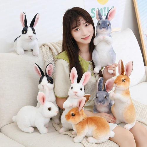 Load image into Gallery viewer, Simulation Kawaii Long Ears Realistic Rabbit Plush Toy Lifelike Animal Stuffed Doll Toys for Kids Girls Birthday Gift Room Decor
