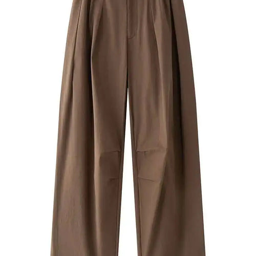 Load image into Gallery viewer, High Waist Brown 100% Cotton Pleated Long Wide Leg Pants New Trousers Women Fashion Tide Spring Autumn 2025 1DH9984
