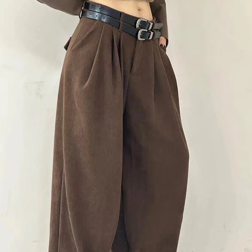 Load image into Gallery viewer, Solid Spliced Pockets Pants For Women High Waist Patchwork Belts Casual Minimalist Wide Leg Pant Female Fashion
