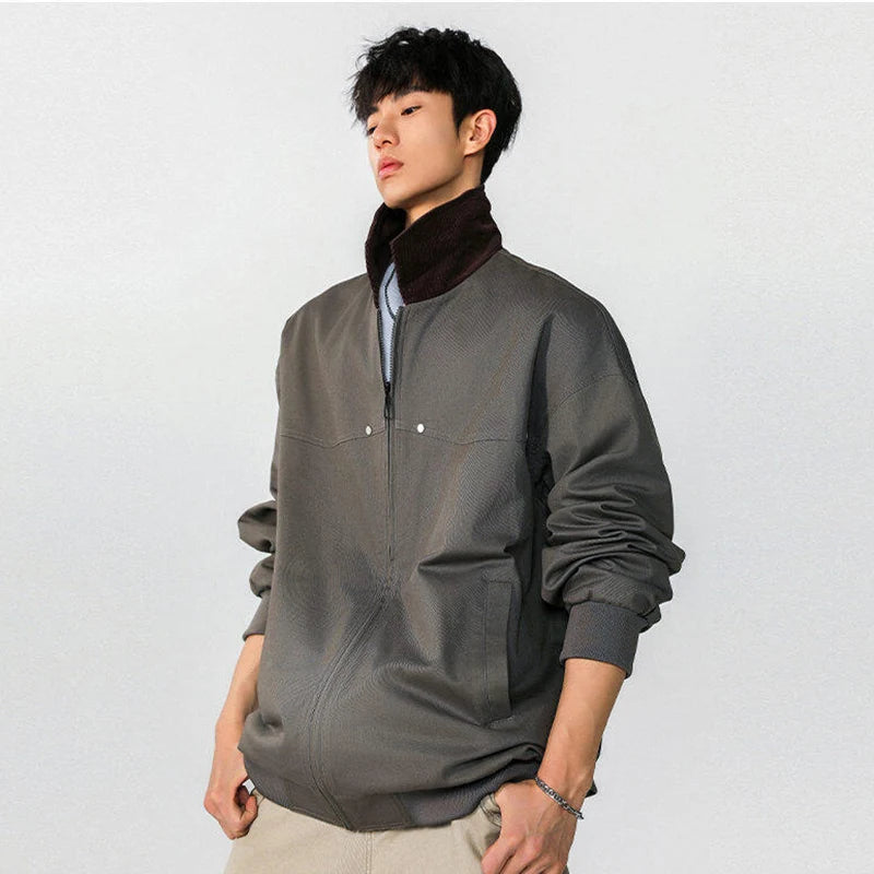 High Street Men's Jackets Spring New American Top Spliced Turn-down Collar Niche Design Multi Pockets Trendy 9W1273