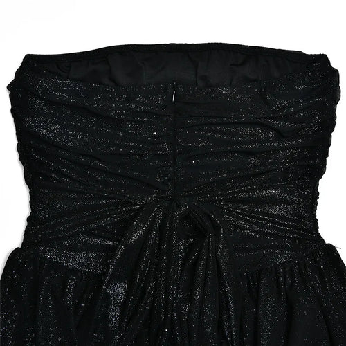 Load image into Gallery viewer, Elegant Strapless Sexy Mini Dress Women Fashion Black Off-shoulder Backless Pleated Sequins Sparkle Club Party Dress

