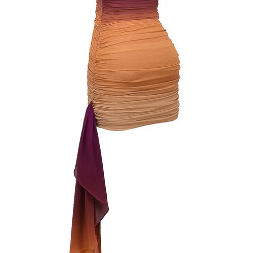 Load image into Gallery viewer, Gradient Off-shoulder Sexy Mini Dress For Women Fashion Strapless Backless Draped Bodycon Party Dress Club Holidays
