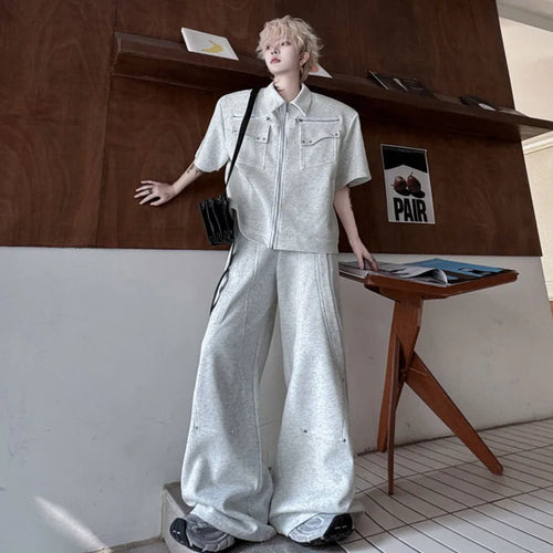 Load image into Gallery viewer, Men's Set Two-piece New Summer Multi Pockets Zipper Short Sleeve Jacket Casual Male Pants Fashion Trend 2025 9W1504
