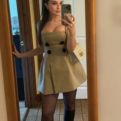 Load image into Gallery viewer, Off-shoulder Strapless Sexy Mini Dress For Women Khaki Fashion High Waist Backless Sleeveless Club Party Dress Elegant
