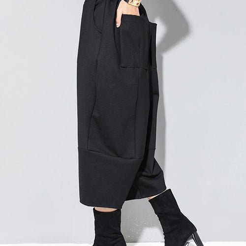 Load image into Gallery viewer, Spring Autumn High Elastic Waist Black Loose Big Pocket Brief Loose Harem Pants Women Trousers Fashion Tide JQ012
