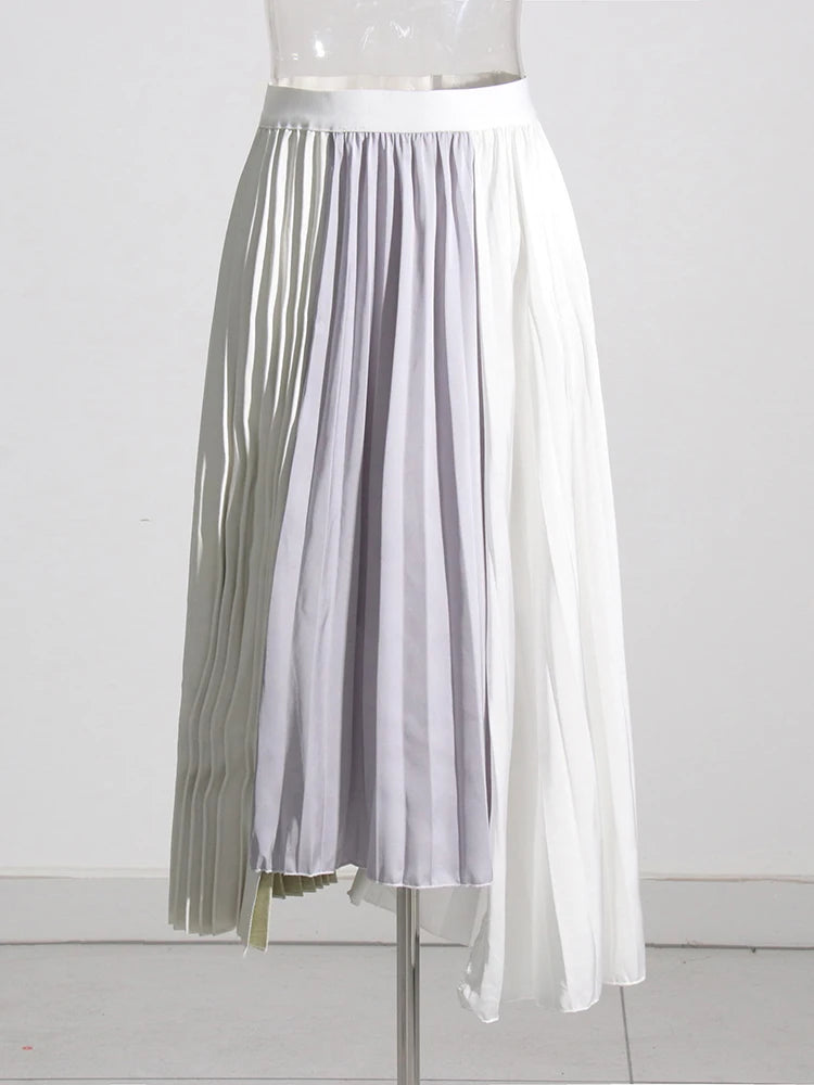 Elegant Loose Casual Skirts For Women High Waist Folds Irregular Hem Temperament Skirt Female Fashion Clothing