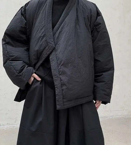 Black Brief Big Size Short Down Jacket New Long Batwing Sleeve Warm Women Parkas Fashion Tide Autumn Winter 2025 1DH8387