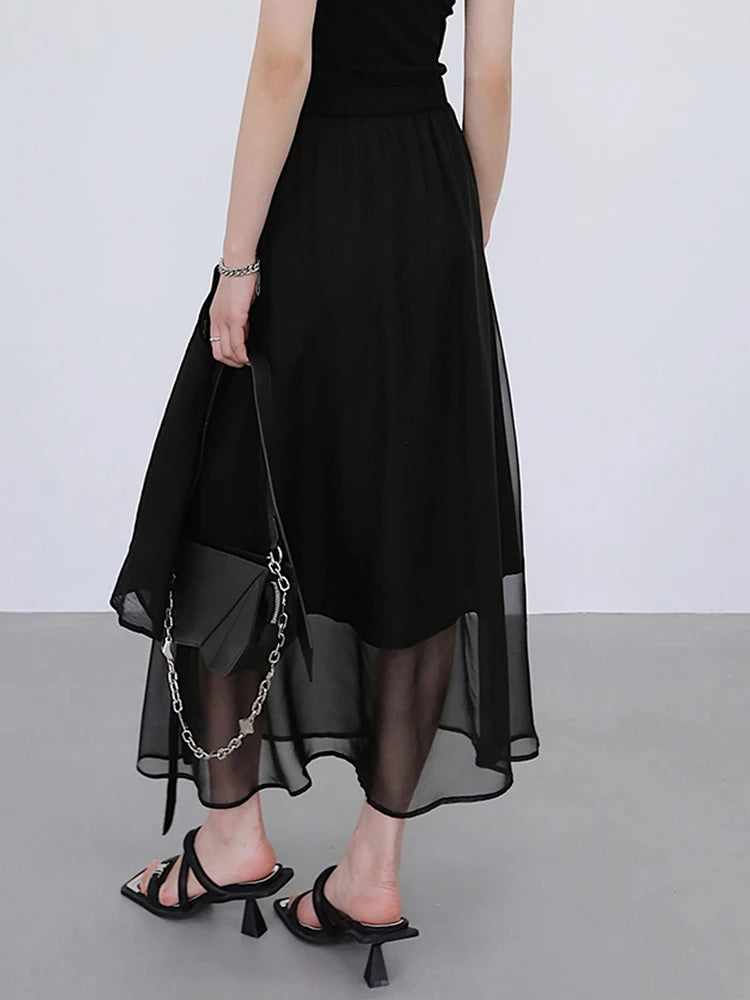 Solid Casual Skirts For Women High Waist Asymmetrical Loose Temperament Long Skirts Female Fashion Clothing