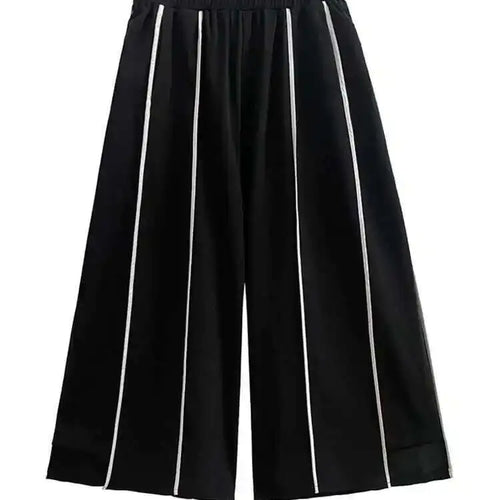 Load image into Gallery viewer, High Elastic Waist Black Striped Long Wide Leg Pants New Loose Fit Trousers Women Fashion Tide Spring Autumn 2025 1DF1509
