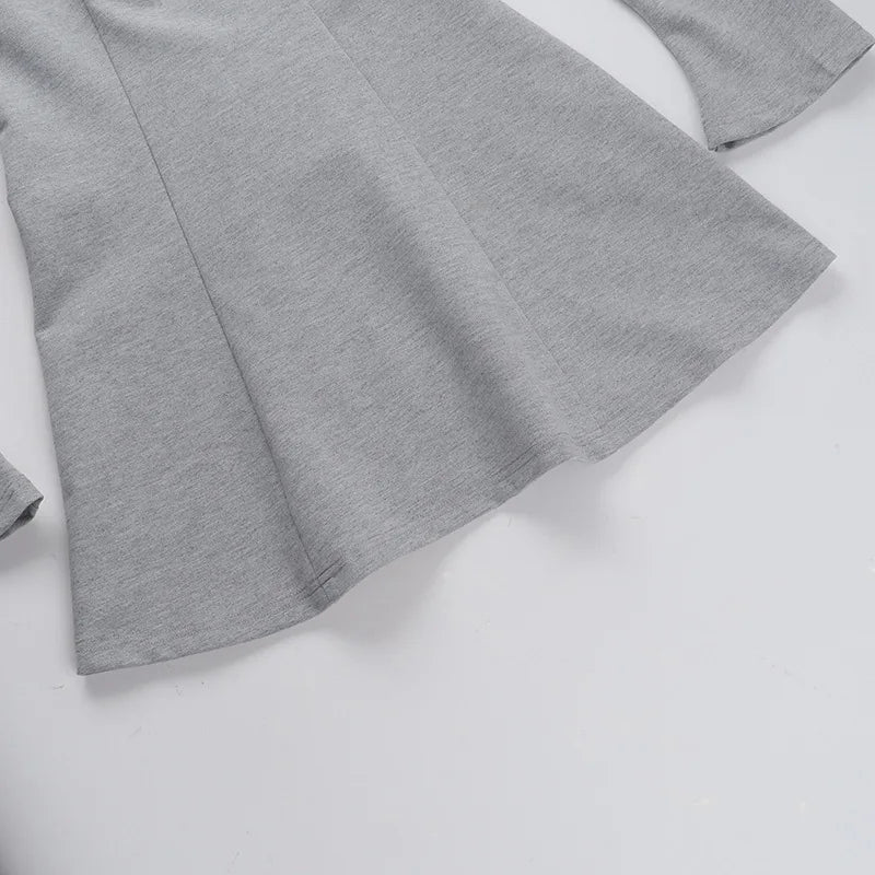 Long Sleeve High Waist Sexy Mini Dress For Women Autumn Winter New Solid O Neck Bodycon Club Party Dress Elegant