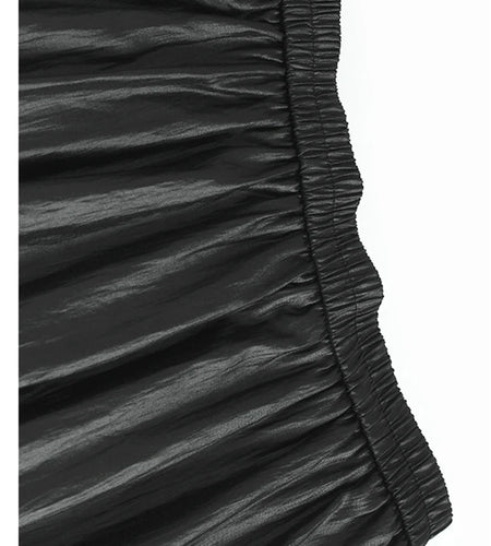 High Elastic Waist Black Button Ruffles Lace Sequins Half-body Skirt Women Fashion Tide New Spring Autumn 2025 1DJ1578