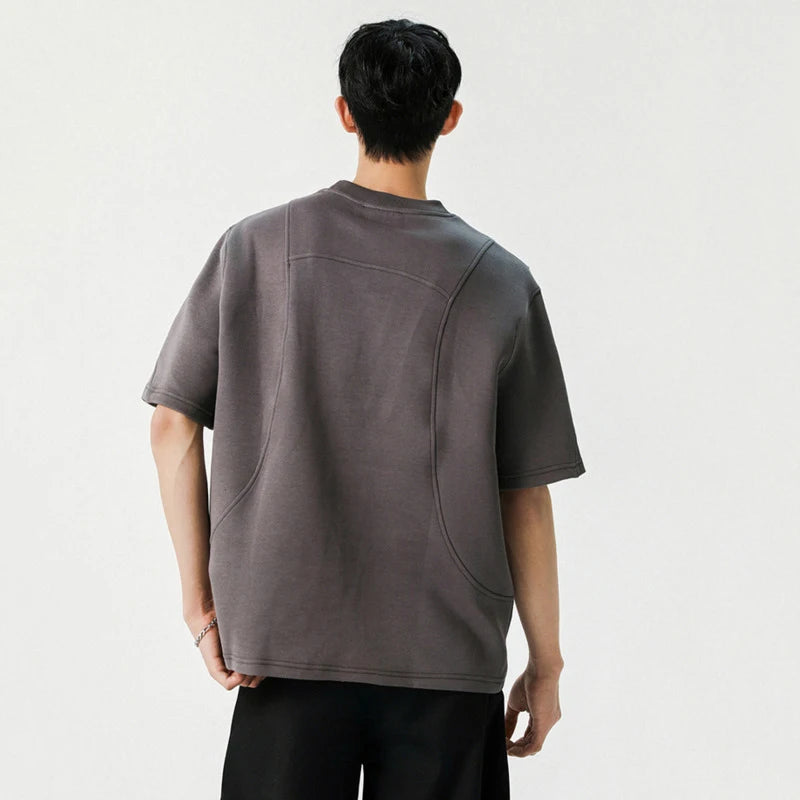 Korean Style Men's T-shirt Tide Solid Color Casual Round Collar Short Sleeve Tops Male Tees Summer Menswear 9W1248