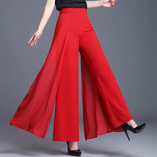 Load image into Gallery viewer, Chiffon Wide Leg Pants High Waist Casual Black Elegant Trousers Women Korean Fashion Clothing 2023 New Baggy Pantalon Femme
