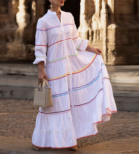 Elegant Evening Prom Party Maxi Dresses Ribbon Designal Button Long Sleeves A-line Long Dresses for Woman 2025 Autumn