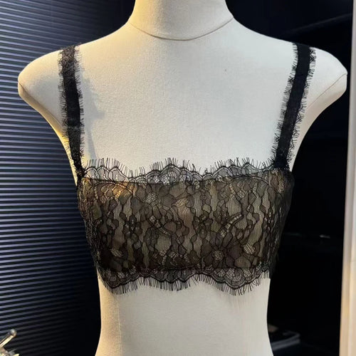 Load image into Gallery viewer, Solid Spliced Lace Minimalist Vests For Women Square Neck Sleeveless Sexy Chic Vest Female Fashion Style Clothes
