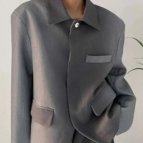 Load image into Gallery viewer, Women Gray Gradual Color Big Size Blazer New Lapel Long Sleeve Loose Fit Jacket Fashion Tide Spring Autumn 2025 1DF1534

