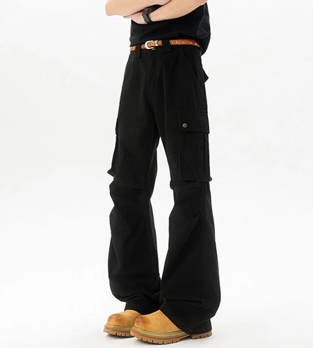 Men's Jeans New Summer American High Street Multi Pockets Design Straight Leg Fashion Male Casual Bottoms 2025 9W1642