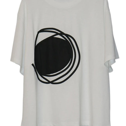 Load image into Gallery viewer, Women Whiite Pattern Printed Big Size Casual T-shirt New Round Neck Short Sleeve Fashion Tide Spring Summer 2025 1DJ0215
