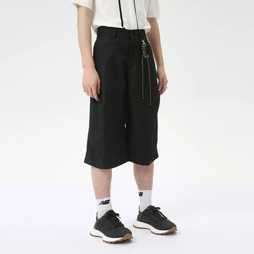 Load image into Gallery viewer, American Style Solid Color Men&#39;s Casual Shorts Straight Loose Wide Leg Male Sling Trousers New Trend Summer 9C6262
