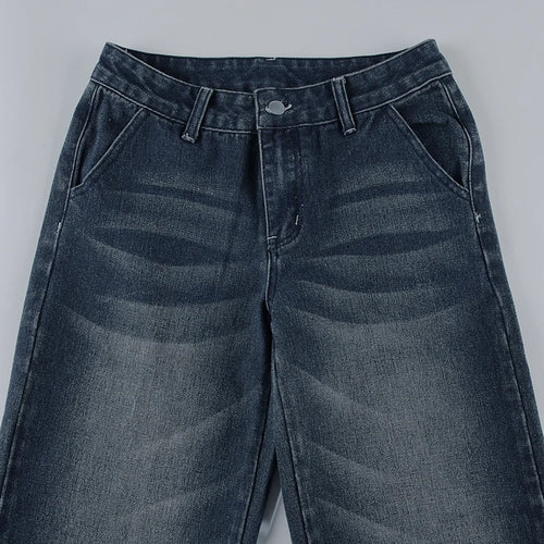 Load image into Gallery viewer, Fashion Washed Buttons Jeans For Women Loose Low Rise Basic Trousers Chic Style Pockets Straight Leg Denim Pants New
