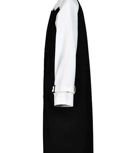 Women Black Color-block Big Size Trench New Lapel Long Sleeve Loose Fit Windbreaker Fashion Spring Autumn 2025 1DF328401