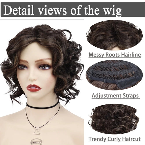 Load image into Gallery viewer, Synthetic Short Curly Wigs for Women Natural Hair Wig Highlight High Quality Mother Gift 80s Mommy Older Lady Outfits
