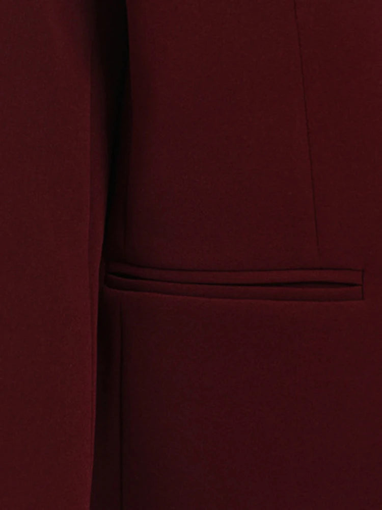 Women Wine Red Topstitched Big Size Elegant Blazer New V-neck Long Sleeve Jacket Fashion Tide Spring Autumn 2025 1DH7919