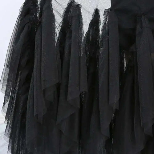 Load image into Gallery viewer, Women Black Ruffles Long Big Size Dress New Round Neck Three-quarter Sleeve Loose Fit Fashion Spring Summer 2025 JR77101
