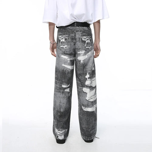 Load image into Gallery viewer, Men&#39;s Jeans Summer New Fashion Streetwear Style Hole Worn-out Design Loose Washed Male Denim Pants Straight 9C5394
