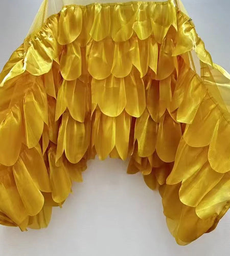 Solid Sheer Spliced Ruffles Folds Fashion Blouses for Women Round Neck Long Sleeves Elegant Blouse Female Clothing